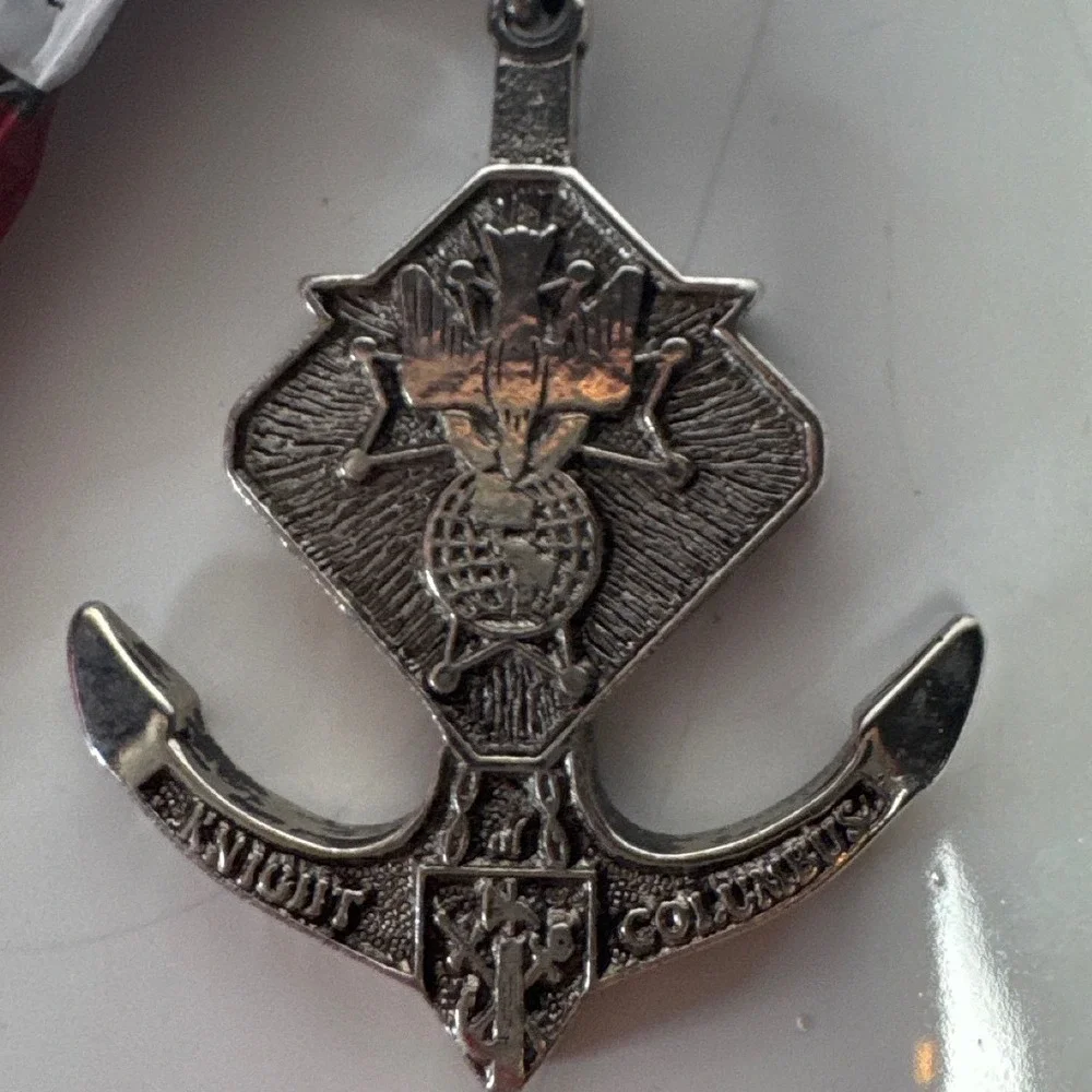 Handmade Doritos Bag Keychain Knights of Columbus Anchor Red Silver